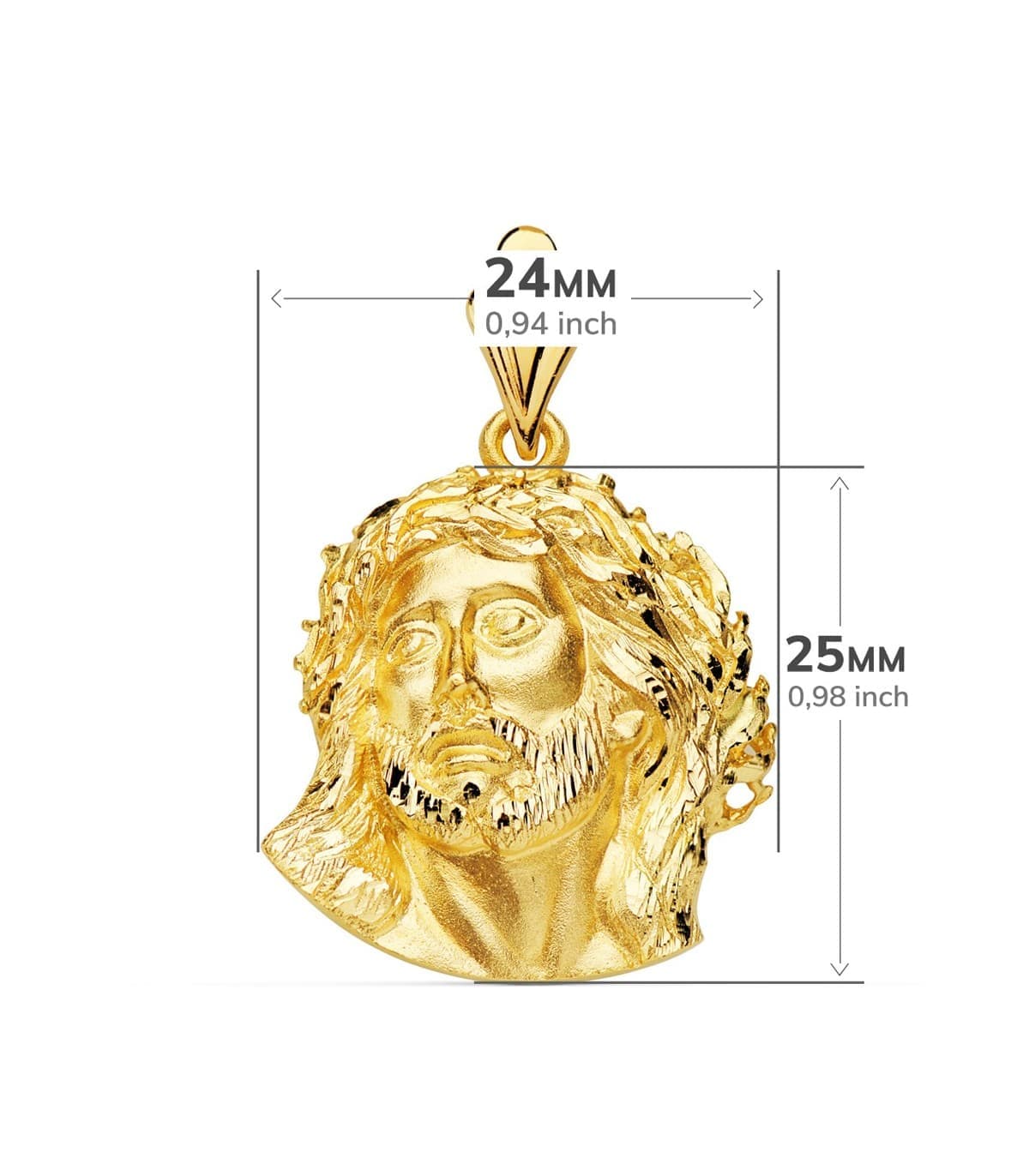Jesuskopf-Anhänger aus 750er Gelbgold – religiöser Christus Kopf Goldanhänger 25 mm