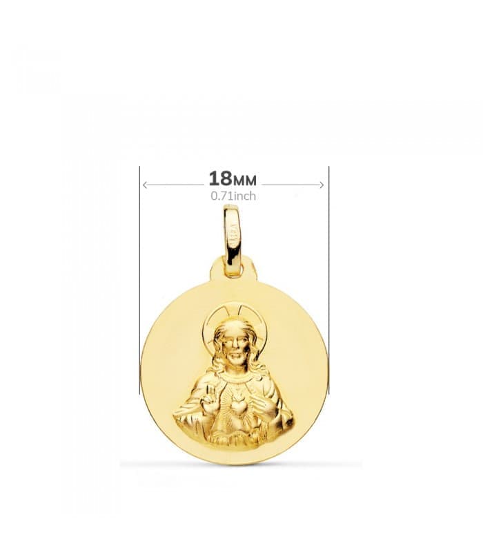 Scapolare Madonna del Carmelo e Cuore di Gesù oro 750  - Medaglia sacra 18mm