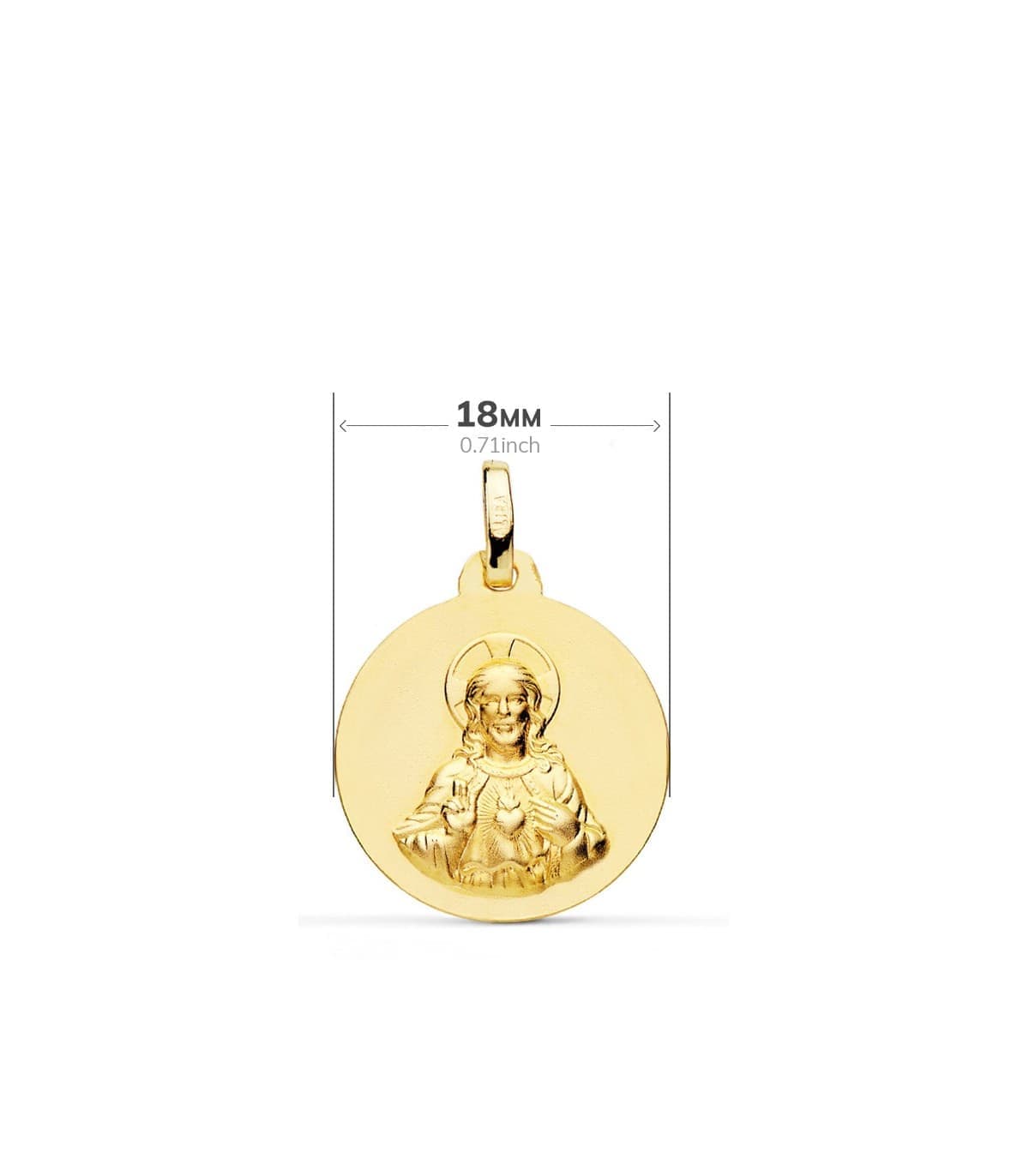 Scapolare Madonna del Carmelo e Cuore di Gesù oro 750  - Medaglia sacra 18mm