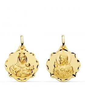 Escapulario V. del Carmen y Corazón de Jesús Oro 18k 20 mm