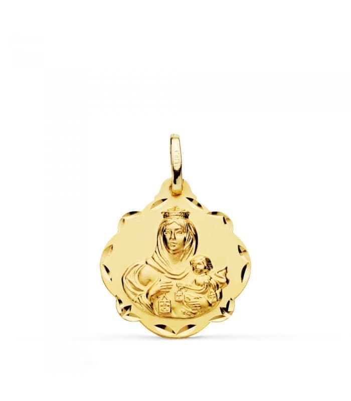 Escapulario V. del Carmen y Corazón de Jesús Oro 18k 20 mm