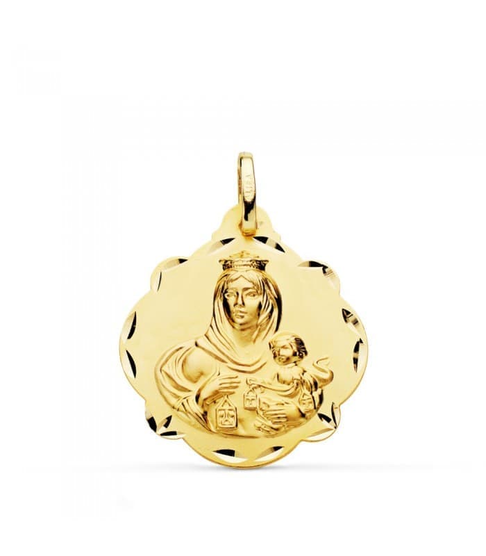 Escapulario V. del Carmen y Corazón de Jesús Oro 18k 24 mm