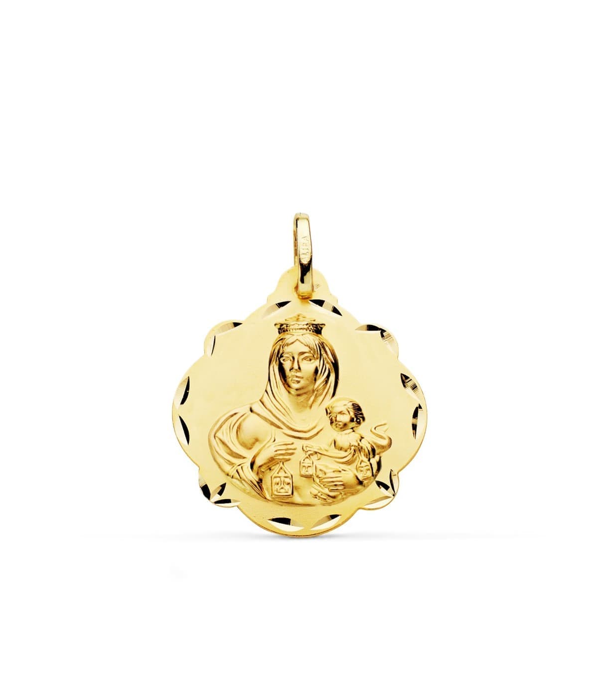 Escapulario V. del Carmen y Corazón de Jesús Oro 18k 24 mm