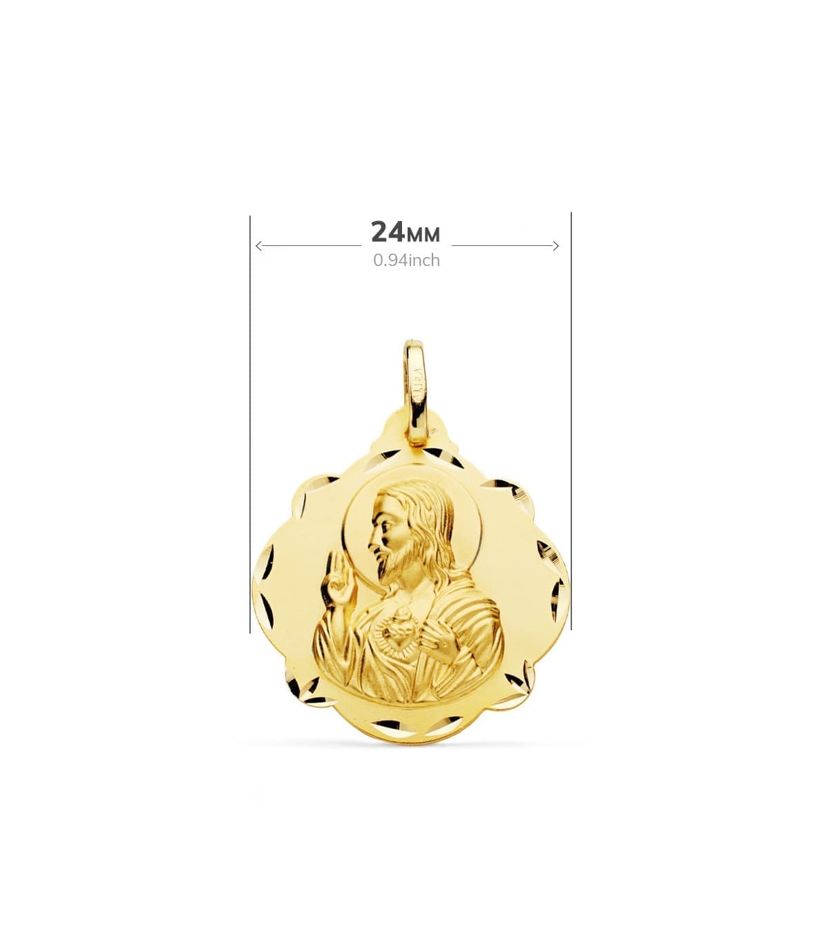 Escapulario V. del Carmen y Corazón de Jesús Oro 18k 24 mm