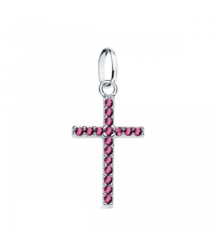 Pendentif Croix Or Blanc 18k Améthyste