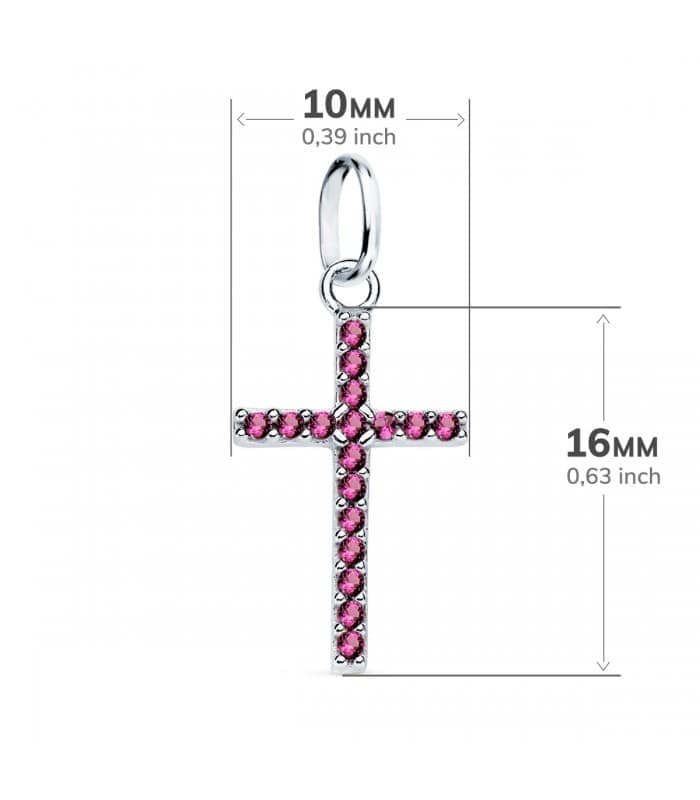 Kreuzanhänger Weißgold 750 Zirkonia Pink Rosa | Schmuck für Damen
