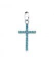 Pendentif Croix Or Blanc 18k Turquoise