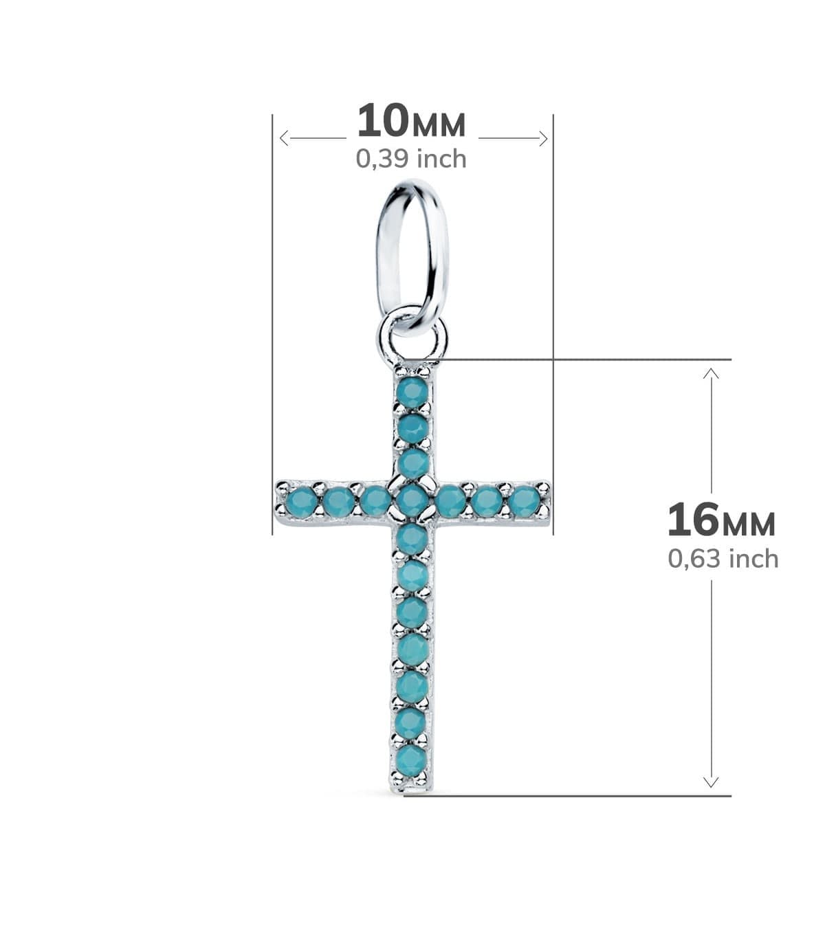 Kreuzanhänger Weißgold 750 Zirkonia Türkis | Schmuck für Damen