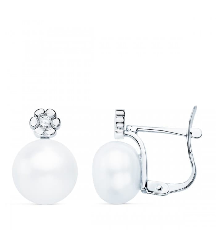 Pendientes niña Oro Blanco 18K Tú y yo Diamante