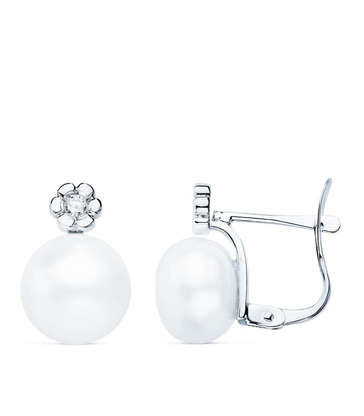 Pendientes niña Oro Blanco 18K Tú y yo Diamante