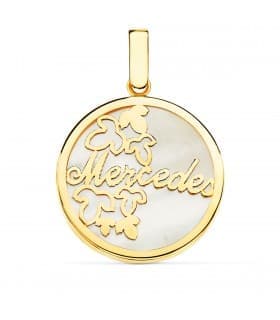 Pendentif Nacre Prénom personnalisable Or Jaune 18K