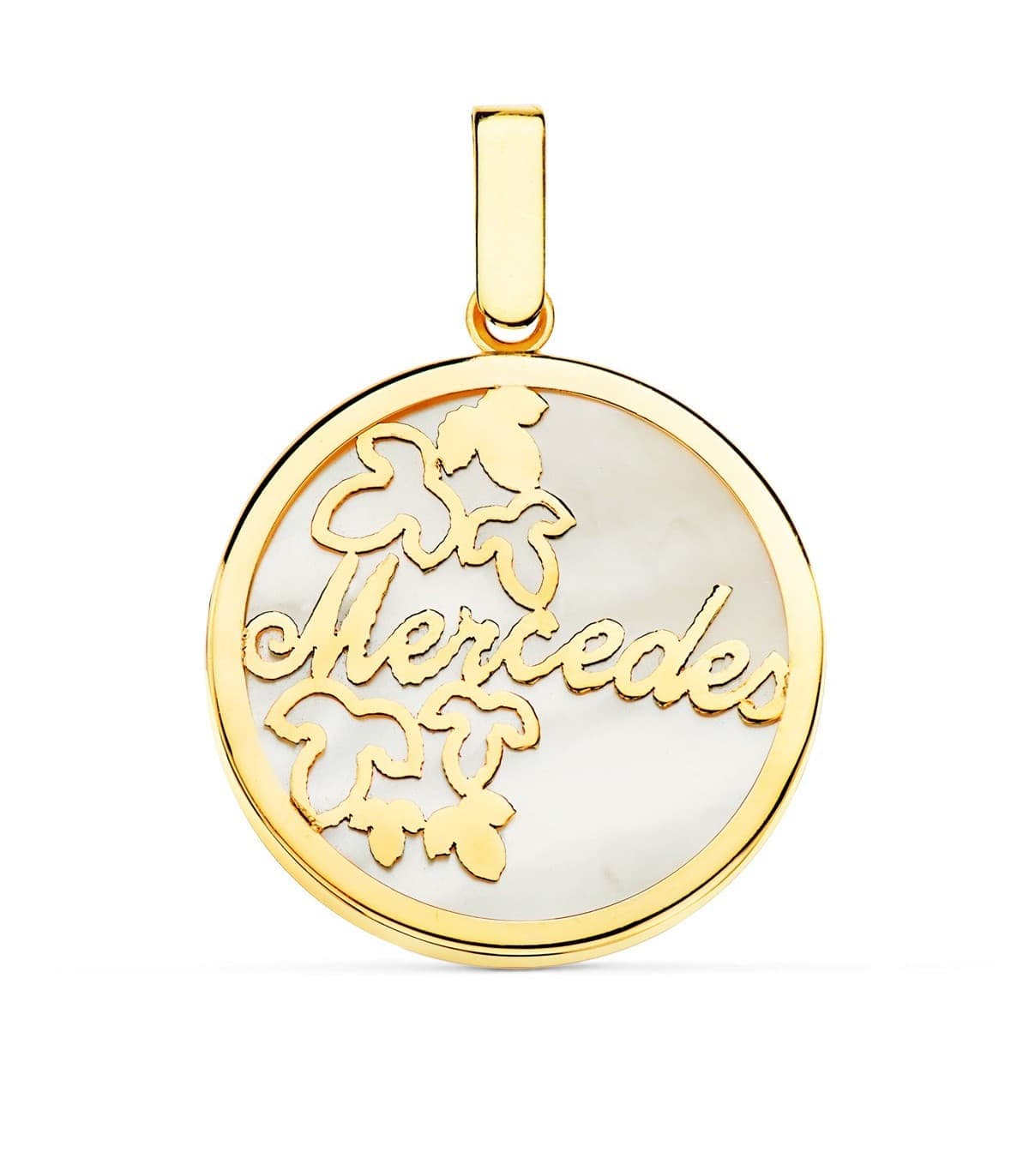 Pendentif Nacre Prénom personnalisable Or Jaune 18K