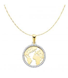 Gargantilla Mapamundi Brillo Oro Bicolor 18K 42 + 2cm
