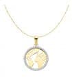 Collier Mappemonde Brillant Or Bicolore 18K 42 + 2 cm