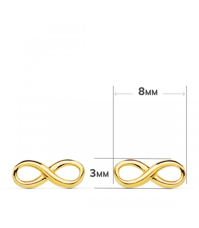 Pendientes infinito Oro Amarillo 18K 8 mm