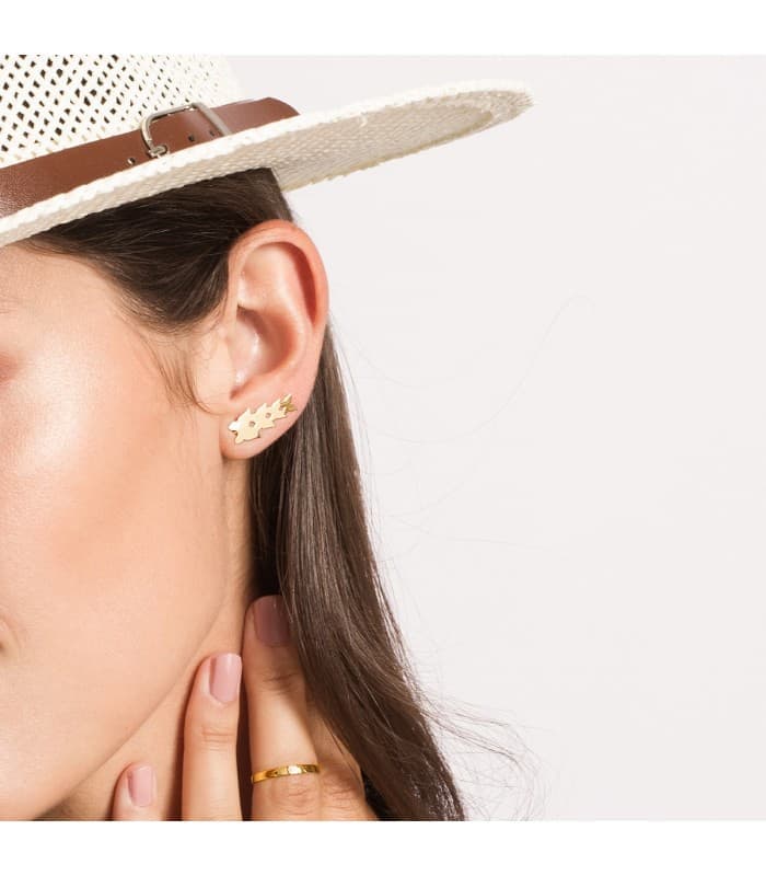 Orecchini lobo lunghi oro 18 kt, modello rampicanti con quattro farfalle | Gioielli donna