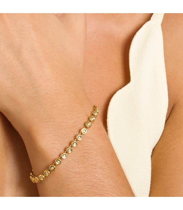 Pulsera Riviere Diamantes Oro Amarillo 18K chatones
