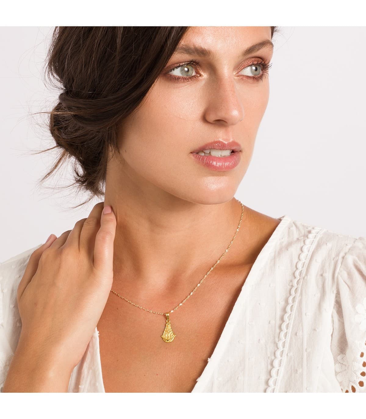 Médaille silhouette Vierge du Rocio 18K 20mm