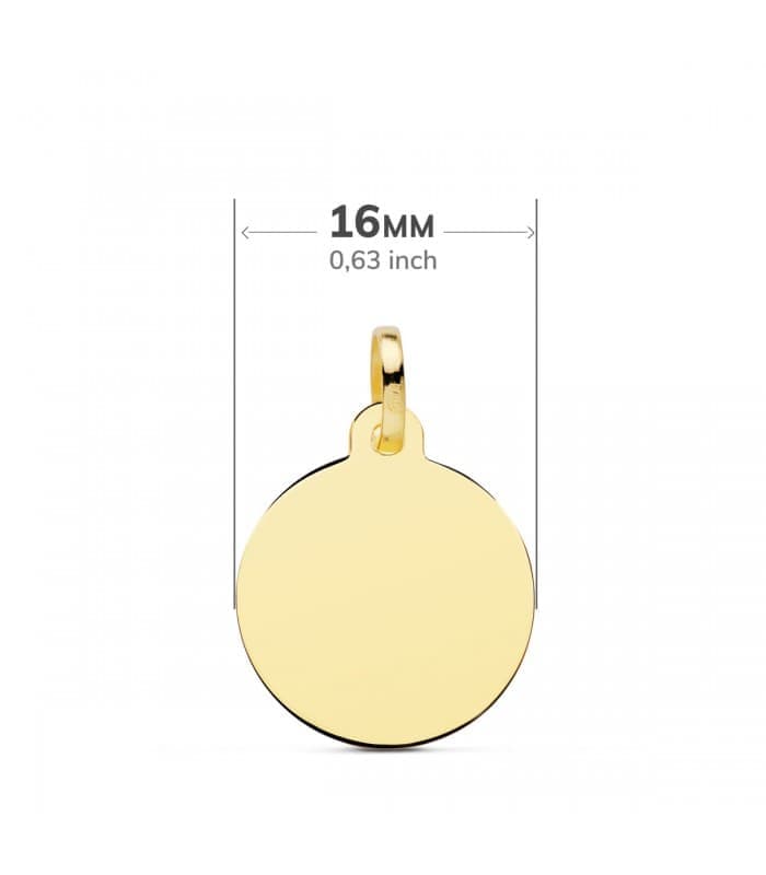 Chapa Redonda Oro 18K 16 mm Brillo