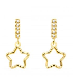 Orecchini pendenti con zirconi e ciondoli a motivo di stella - Modelo da donna Suli 16 mm