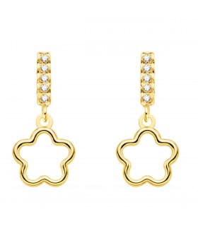Orecchini pendenti di fiori - Modello da donna Suli in oro giallo 18kt e zirconi