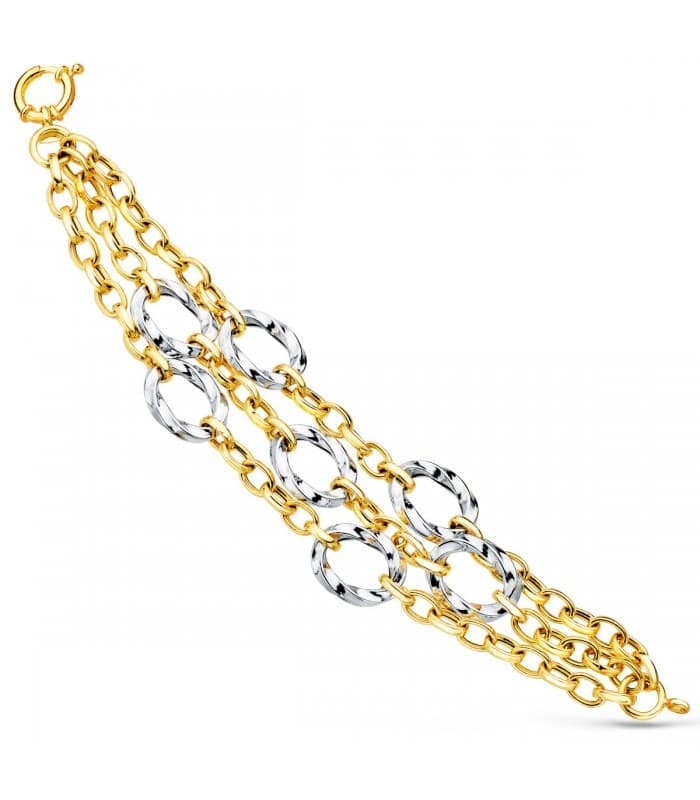 Pulsera Mujer Oro Bicolor 18K Sira eslabones