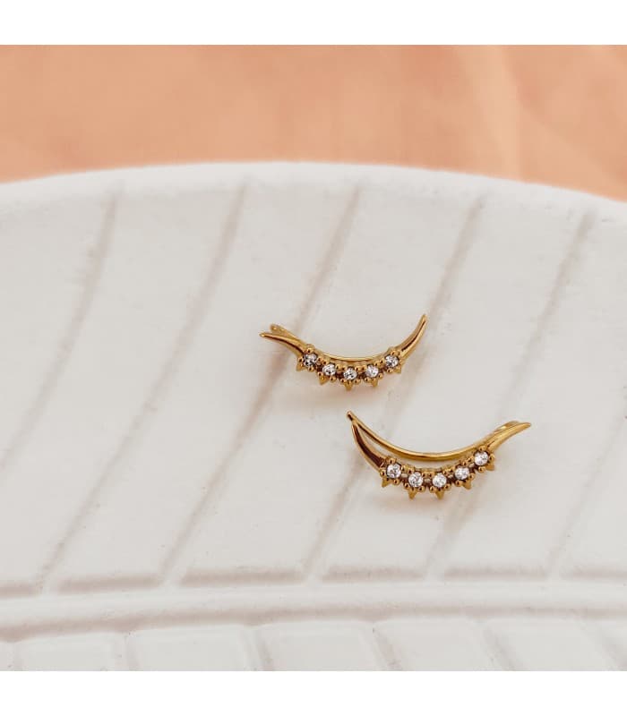 Orecchini lobo oro 18kt Peak zirconi | Ear Jackett e orecchini rampicanti da donna, design punk