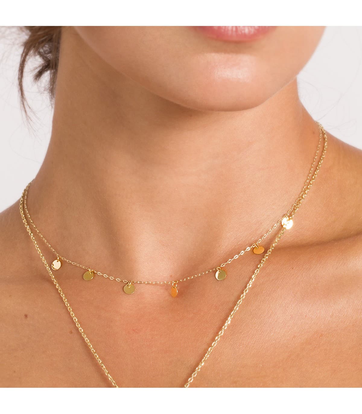 Collar Mujer Chapitas Oro Amarillo 18K 40 cm