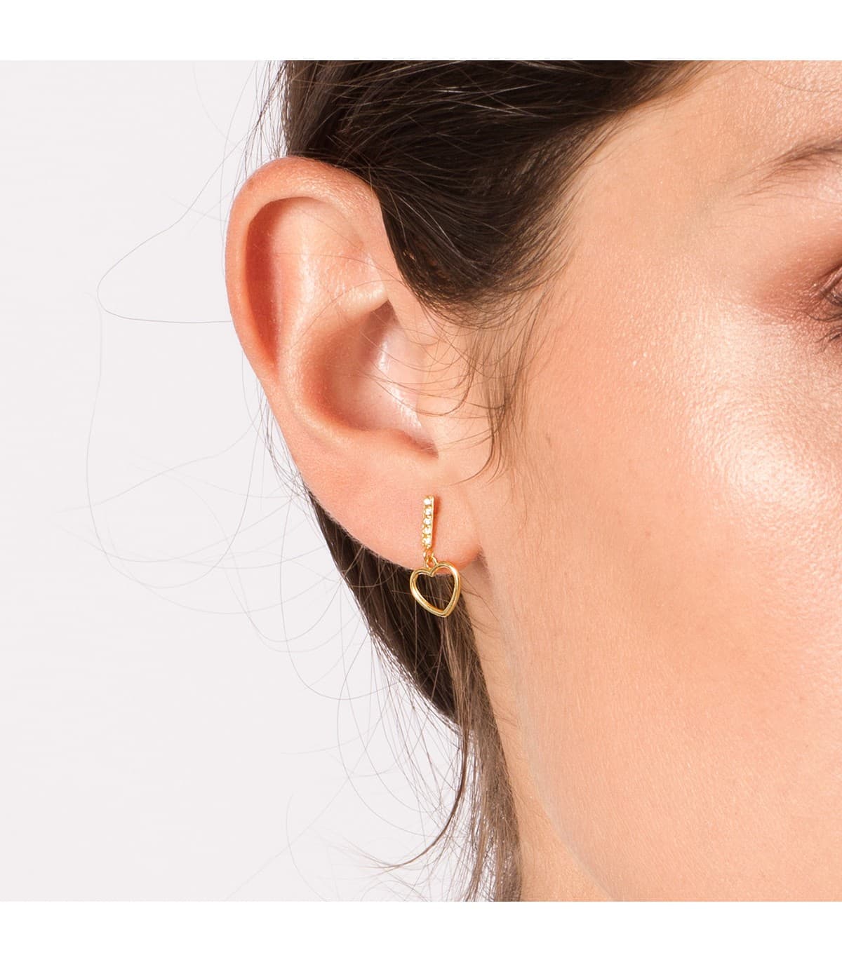 Pendientes largos colgantes corazón Suli Oro Amarillo 18K