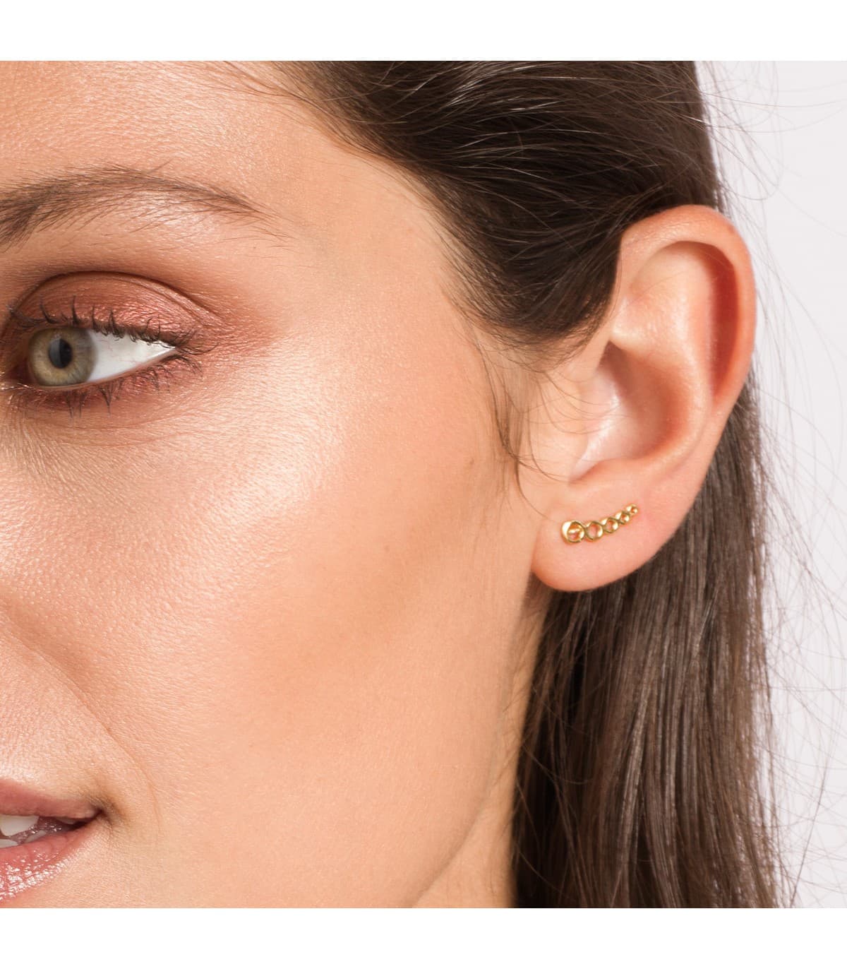 Orecchini lobo lunghi oro 18 kt, modello rampicanti a cerchio, motivi rotondi | Gioielli donna