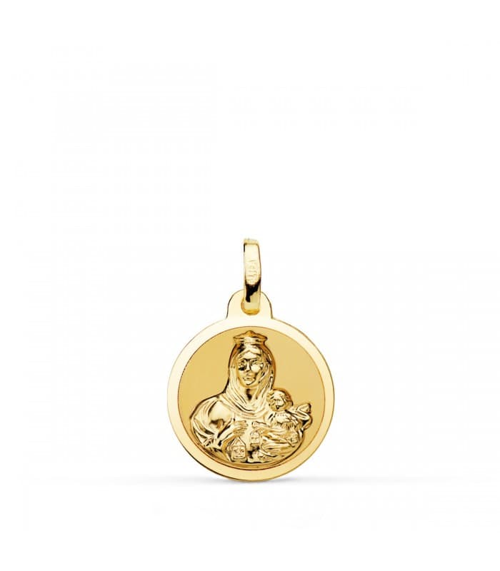 Escapulario V. Carmen y C. Jesús Oro 18K 14 mm Brillo