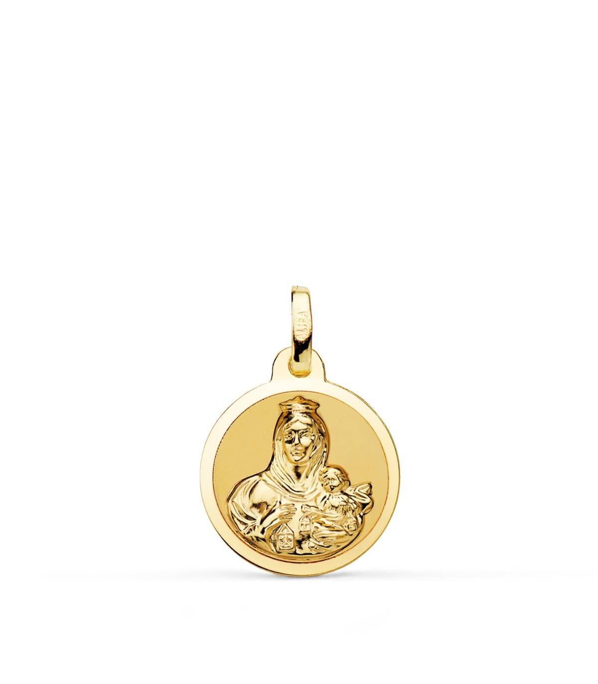 Escapulario V. Carmen y C. Jesús Oro 18K 14 mm Brillo