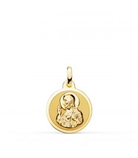 Escapulario V. Carmen y C. Jesús Oro 18K 14 mm Brillo