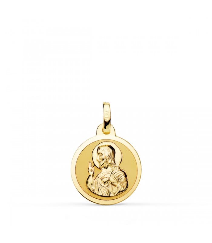 Escapulario V. Carmen y C. Jesús Oro 18K 14 mm Brillo