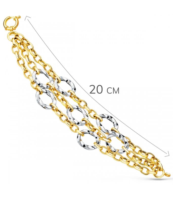 Pulsera Mujer Oro Bicolor 18K Sira eslabones