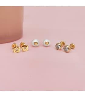 Orecchini Margherita Zircone Oro giallo 18 kt 6 mm