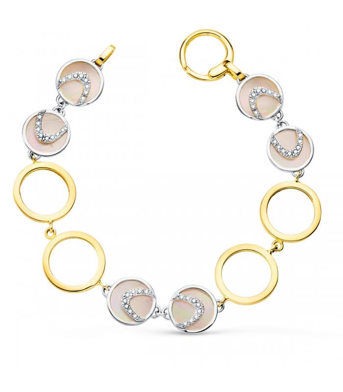 Pulsera Mujer Oro Bicolor 18K Nácar 20cm