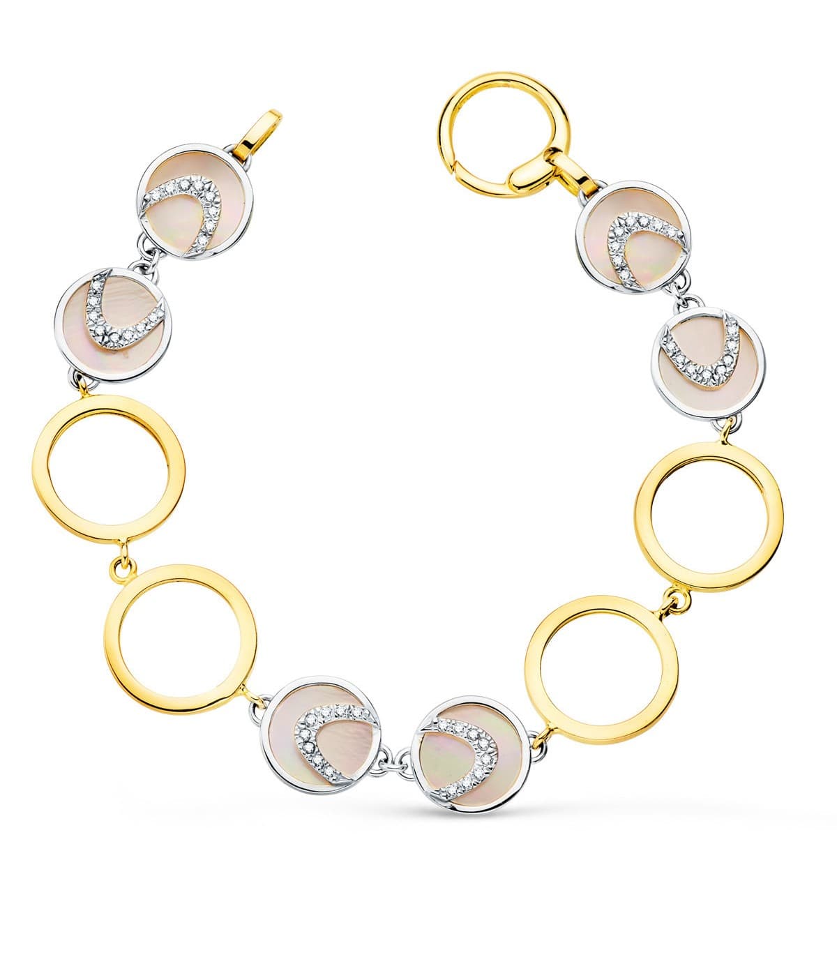 Pulsera Mujer Oro Bicolor 18K Nácar 20cm