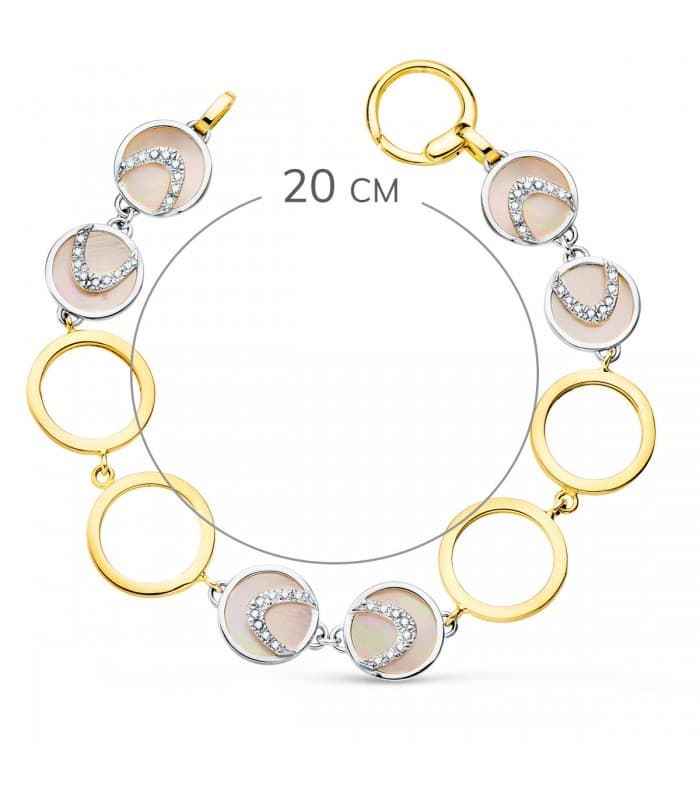 Pulsera Mujer Oro Bicolor 18K Nácar 20cm
