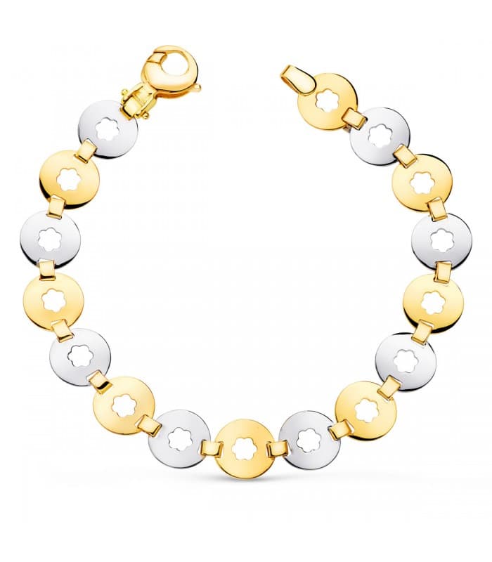 Pulsera Mujer Abby Oro Bicolor 18K 19cm
