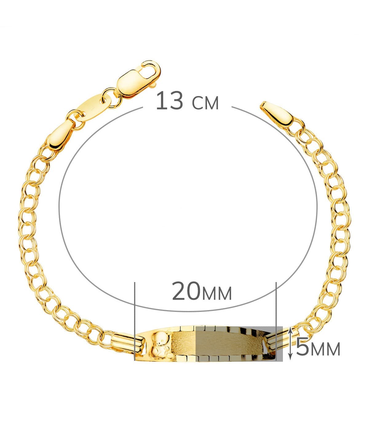 Esclava Bebé Oro Amarillo 18K Hungarina Oso 13 cm