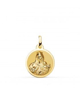 Escapulario V. Carmen y C. Jesús Oro 18K 16 mm Brillo