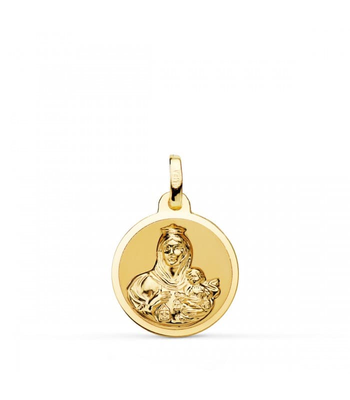 Escapulario V. Carmen y C. Jesús Oro 18K 16 mm Brillo