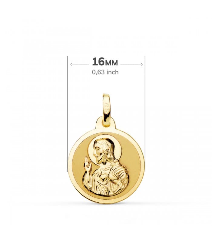 Escapulario V. Carmen y C. Jesús Oro 18K 16 mm Brillo