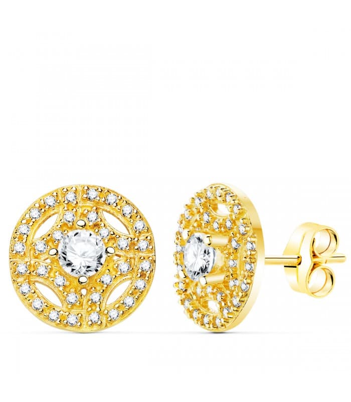 Pendientes rosetón mujer Oro amarillo 18K