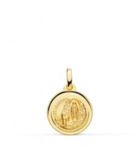 Medalla V. de Lourdes Oro 18K 14mm Bisel