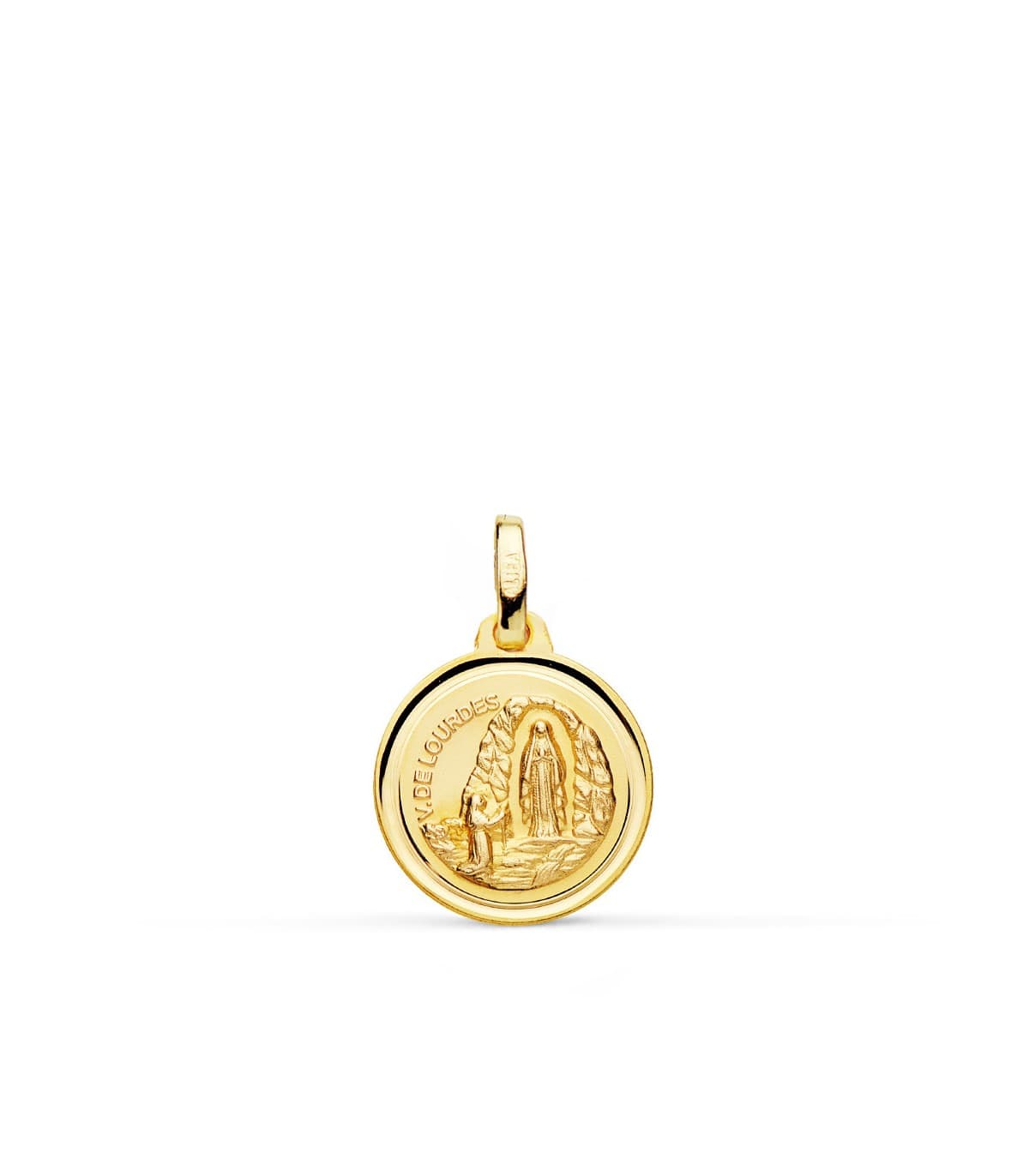 Médaille Notre-Dame De Lourdes En Laiton Et Cristal - 18mm - Bijou Religieux Et Porte-bonheur