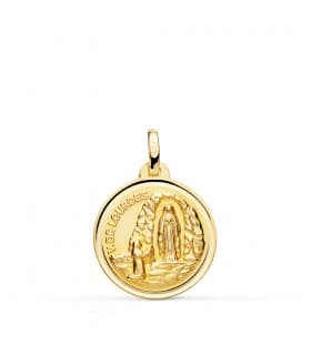 Medalla V. de Lourdes Oro 18K 18mm Bisel