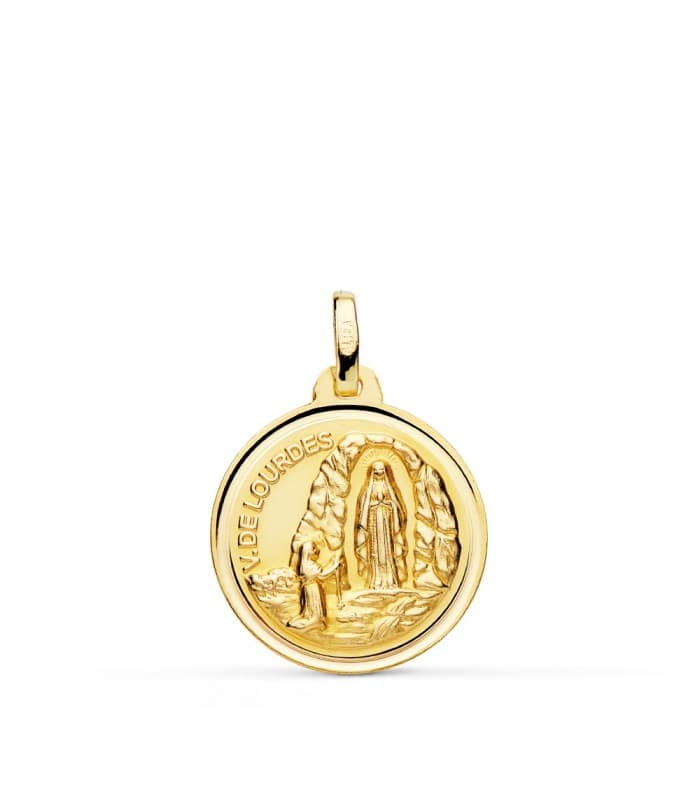 Medalla V. de Lourdes Oro 18K 18mm Bisel