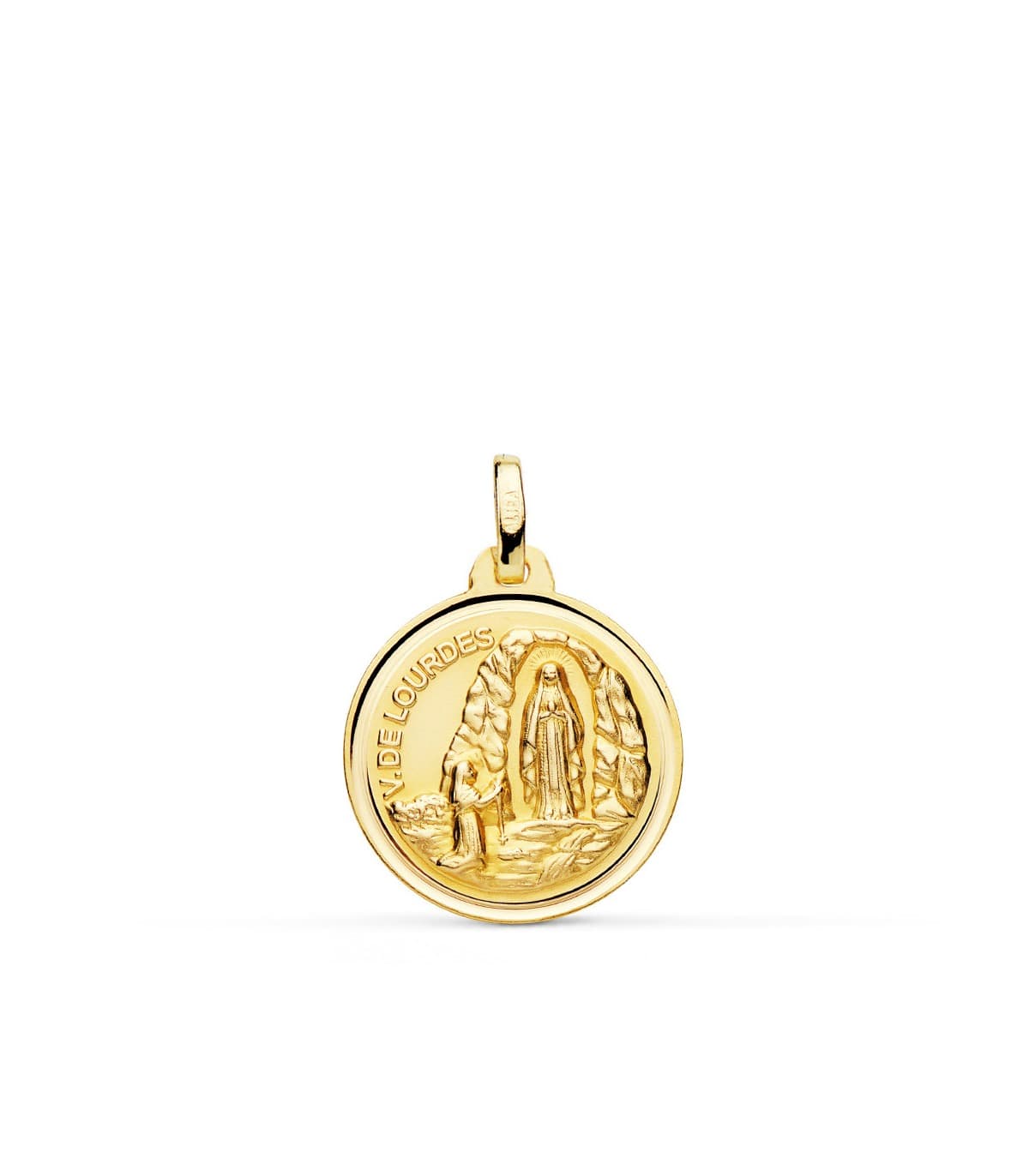 Medalla V. de Lourdes Oro 18K 18mm Bisel